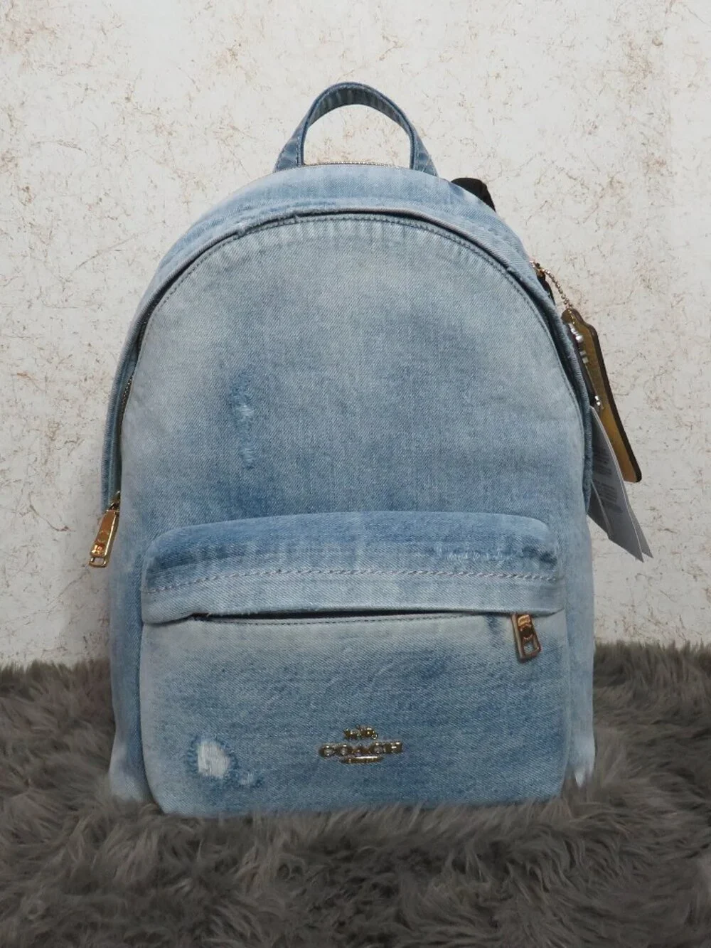 Coach Faded Denim Taylor Small Backpack (Light Indigo)
